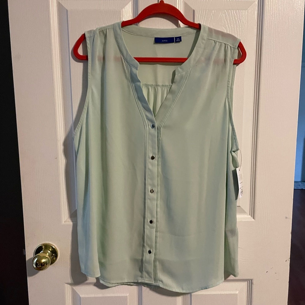 NWT XXL Apt 9 mint green sleeveless blouse
